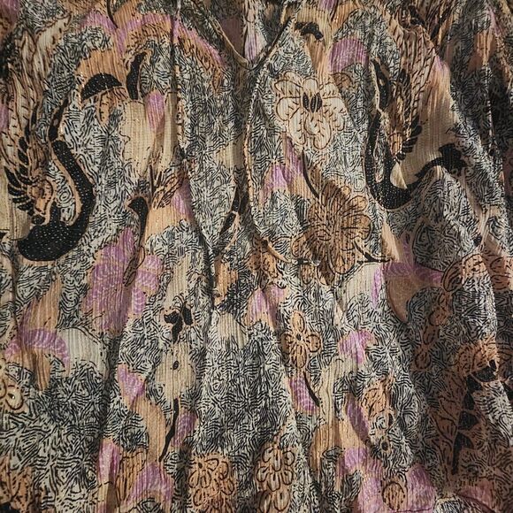 Ulla Johnson Silk Lara Birds of Paradise Ivory Pink Long Sleeve Blouse Size 2 - Picture 13 of 13